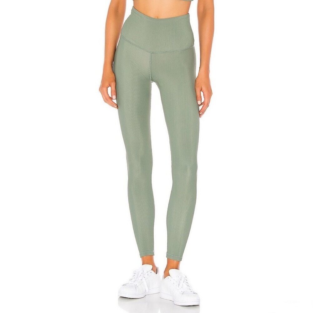 Strut This Kendall High Rise Ribbed‎ Athletic Gym Leggings Sage Green Size Small